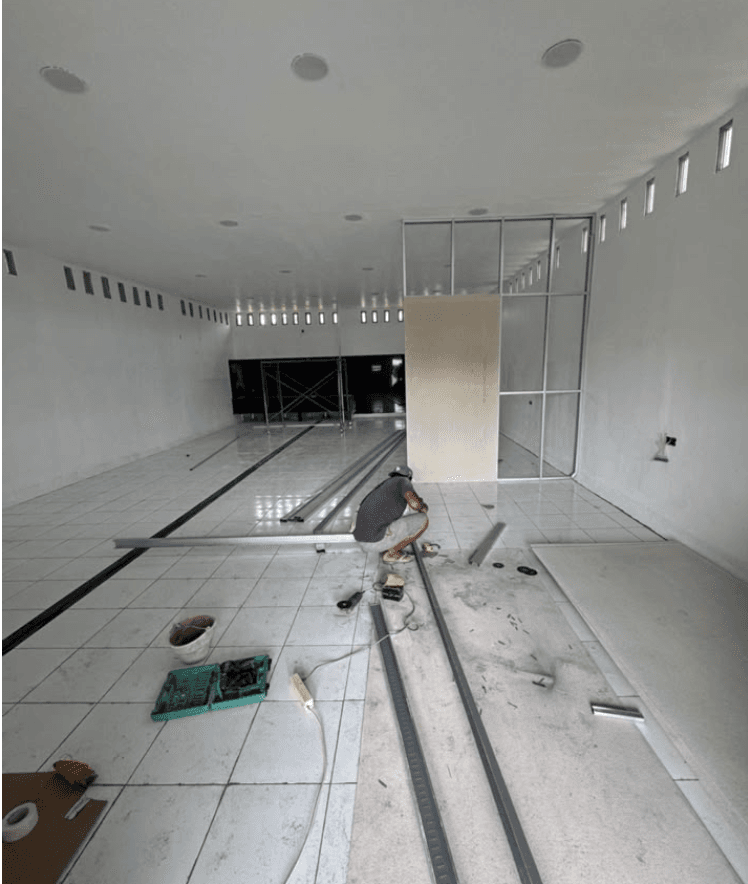 Interior fit-out in progress at an industrial kitchen in Timika